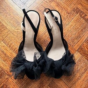 Kate Spade Black Heels with Tulle Bow
